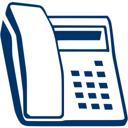 A blue telephone is on the green background